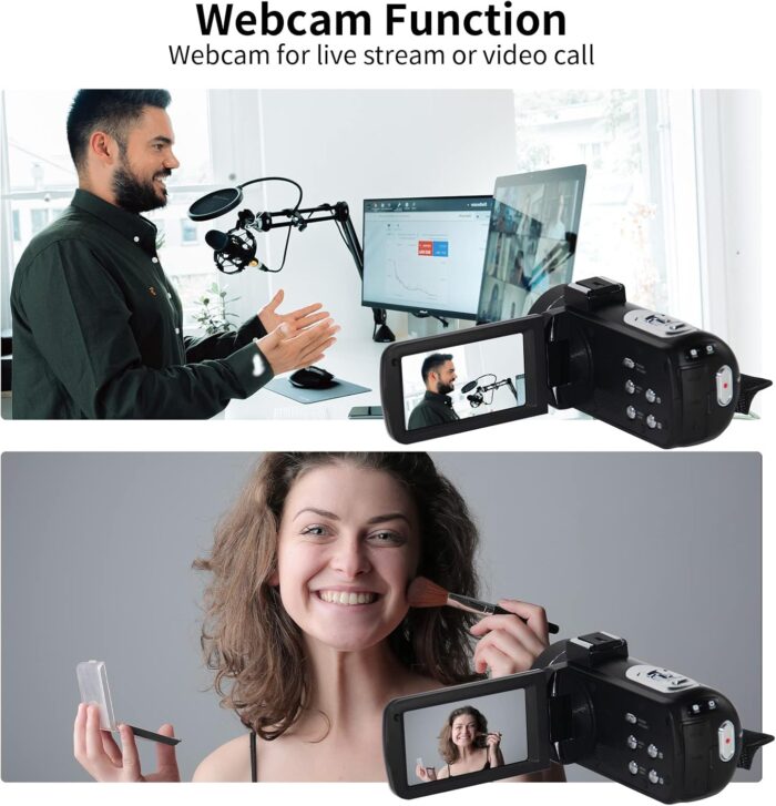 4K Video Camera Camcorder With Microphone, 56Mp 18X Digital Zoom 3.0 Ips Touch Screen Handheld Digital Camcorder, 270° Rotation - Image 5