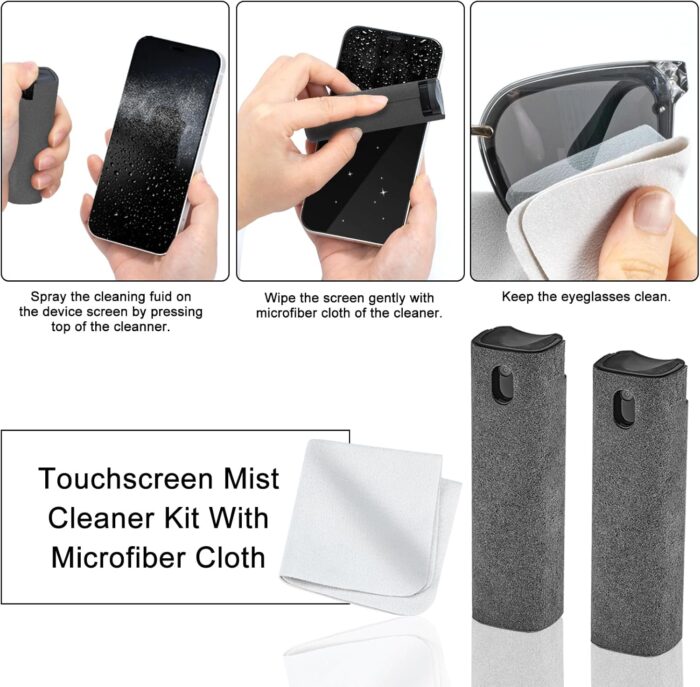 2 Pack Screen Cleaner Spray, Phone Touchscreen Mist Cleaning Kit For Laptop, Computer, Ipad, Iphone, Macbook, Car Screen, Tablet - Image 3