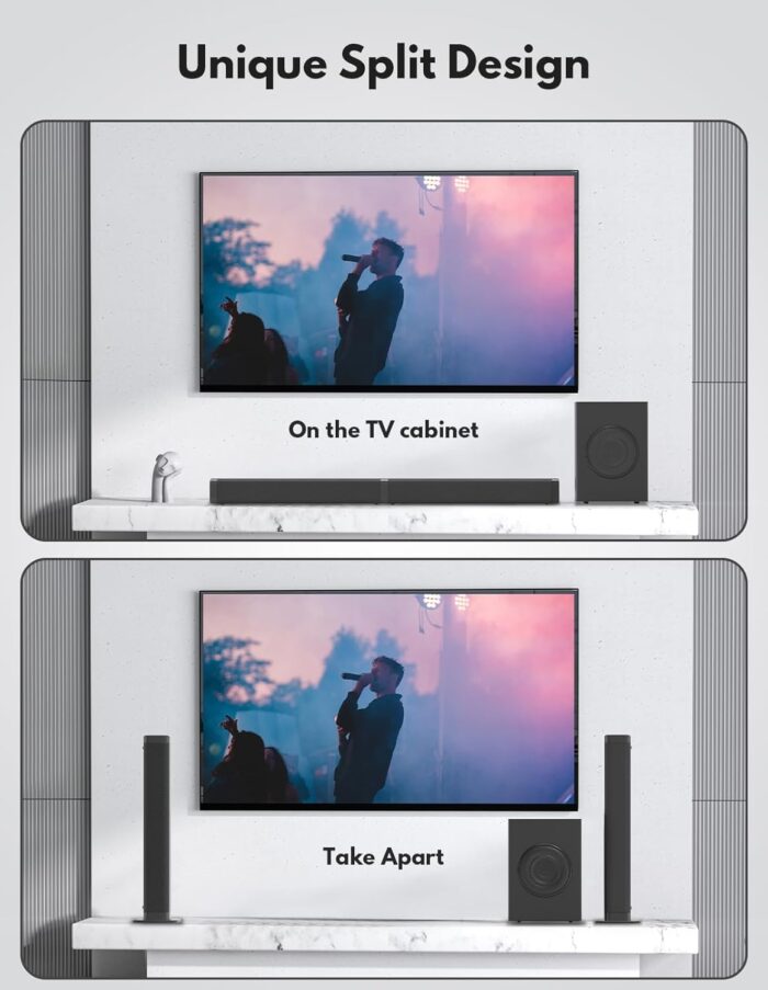2 In 1 Separable Sound Bars For Tv With Subwoofer, Bluetooth 5.0 Surround System For Home Theater, Arc/Optical/Aux/Usb Tv Speaker - Image 2