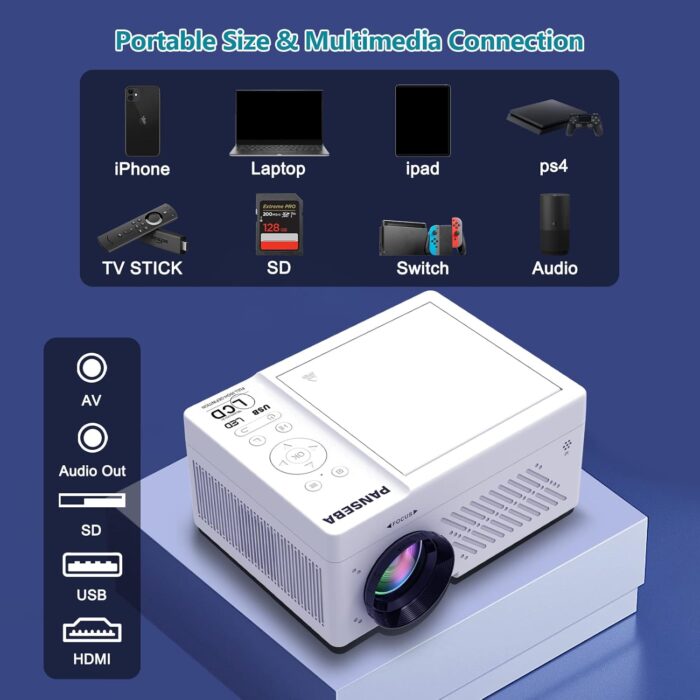 5G Wifi Bluetooth Projector Built In Dvd Player With Projector Screen, Full Hd Supported Mini Portable Dvd Projector, Outdoor - Image 7