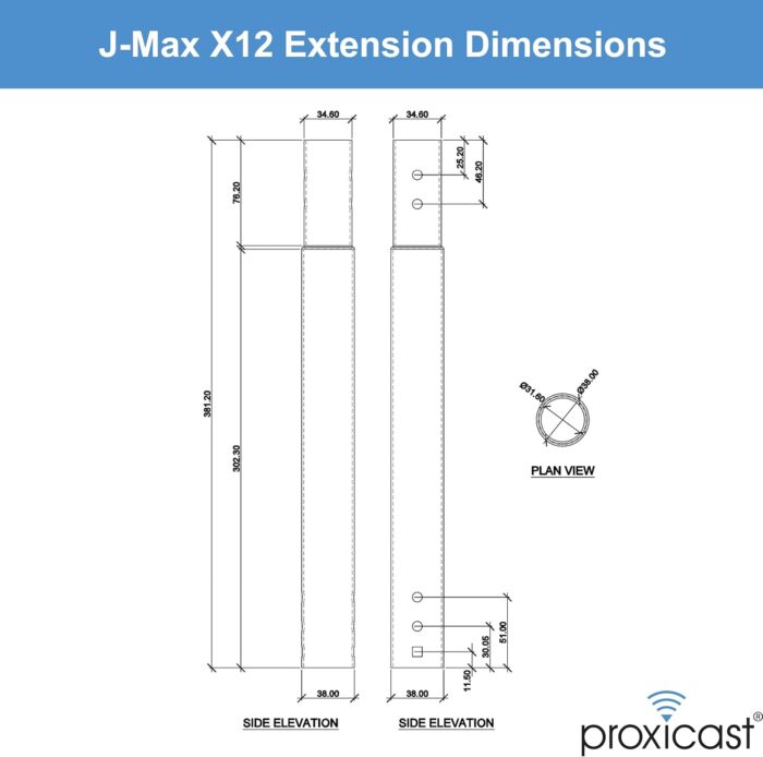 12 Inch Stainless Steel Extension Pole For Proxicast JMax Antenna Mounts Ant800X12 - Image 7