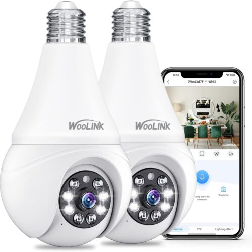 2K Light Bulb Security Camera 2.4Ghz Wifi Light Bulb Camera For Home Security, Smart Light Bulb Camera, Color Night Vision