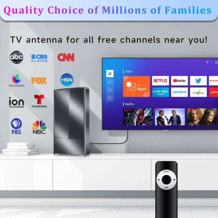 est Tv Antenna Indoor Digital, 1900+ Miles Enhance Longer Range Smart Tv Antenna, Hd Antenna Amplified Outdoor Signal Boost - Image 2