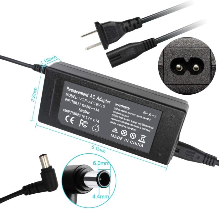 19.5V Ac Adapter Power Cord For Sony Lcd Tv Bravia Kdl48R510C Kdl40R510C Kdl48W650D Kdl40W600B Kdl32W600D Kdl40W650D Kdl48W600B - Image 2