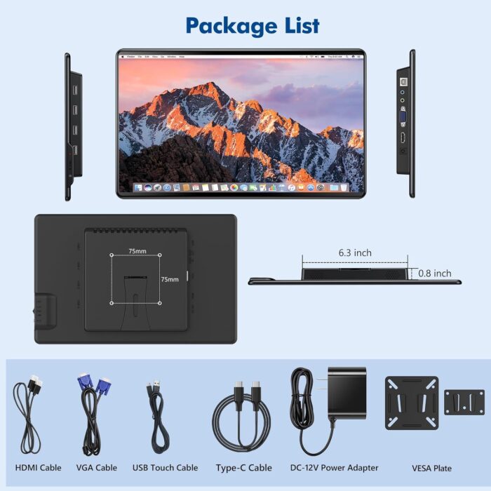 14 Touchscreen Monitor, UsbC+Hdmi+Vga Fhd 1920X1080 Ips Hdr 100 Srgb 60Hz 10Point Touch Display With Speakers And Vesa For Laptop - Image 6