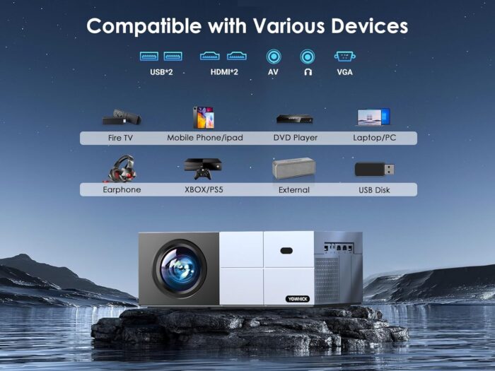 4K Projector With Wifi 6 And Bluetooth 5.3, 22000L Smart Movie Projector, Outdoor Phone Video Projector With 100 Screen, 50 Zoom - Image 7