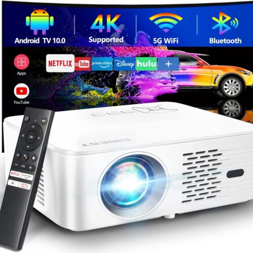 4K Support Android Tv 10.0 Projector 5G Wifi Bluetooth Native 1080P, Cibest FullSealed Optical Engine Home Movie Fhd Projector