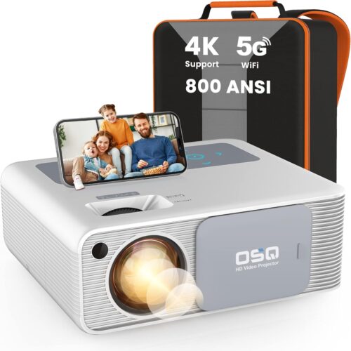 5G Wifi 1080P Projector 4K Supported Osq 800 Ansi Hd Outdoor Movie With Bluetooth, 4P ±50° Keystone, Zoom 50, 300'' Home Cinema