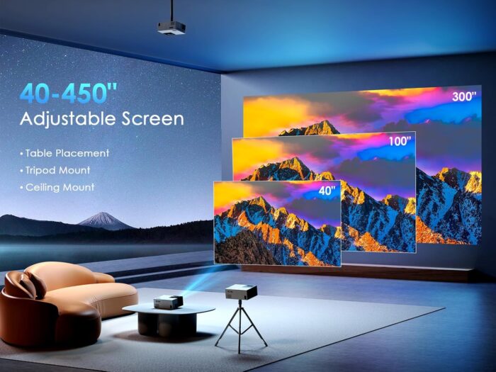 4K Projector With Wifi 6 And Bluetooth 5.3, 22000L Smart Movie Projector, Outdoor Phone Video Projector With 100 Screen, 50 Zoom - Image 5