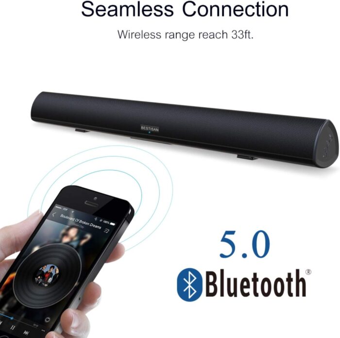 80Watt 34Inch Sound Bar, Bestisan Soundbar Bluetooth 5.0 Wireless And Wired Home Theater Speaker Dsp, HdmiArc, Bass Adjustable - Image 3