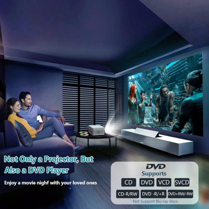 5G Wifi Bluetooth Projector Built In Dvd Player With Projector Screen, Full Hd Supported Mini Portable Dvd Projector, Outdoor - Image 2