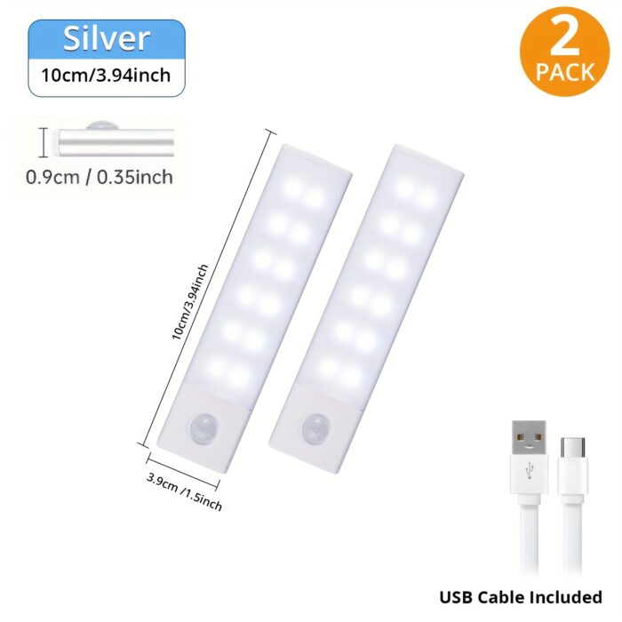 [Motion Sensor Lights] 4/2pcs Motion Sensor Under Cabinet Lights | Wireless USB Rechargeable, 3 Color Temperatures, Indoor Closet Lights, Stick-On Magnetic Under-Counter Light Fixtures | For Kitchen Cabinet Wardrobe Cupboard Stairs, Available In 2pcs - Image 21