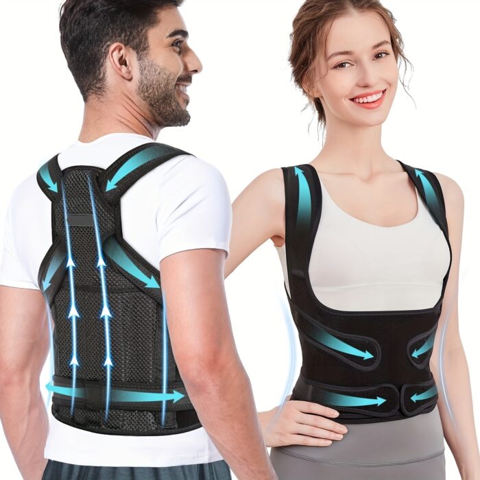 Back Brace Women And Men, Shoulder Training, Adjustable Full Back Support - Image 7