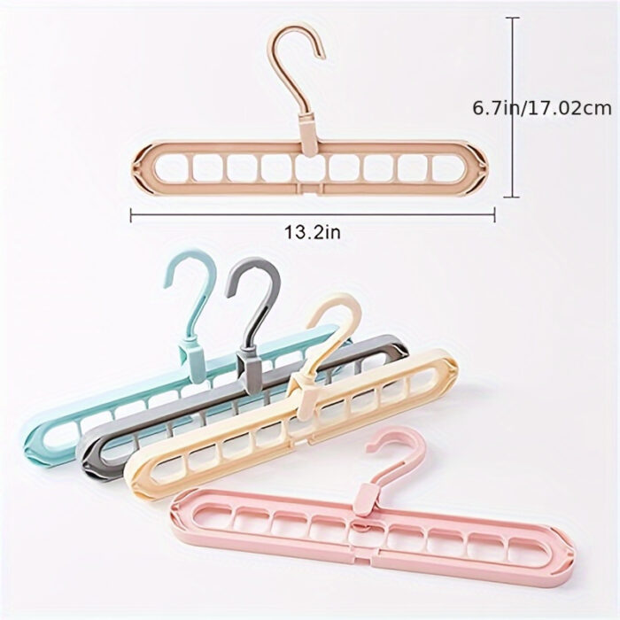 3pcs Space Saving Hangers, 9-Hole Plastic Foldable Design, Heavy-Duty Cascading Closet Organizer for Home, Dorm, Retail Display - Polished Finish, Closet Organizers And Storage - Image 5