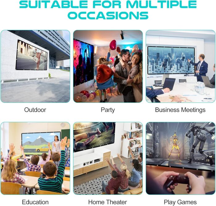 Aajk Outdoor Projection Screen 150 Inch, Washable Projector Screen 16:9 Foldable AntiCrease Portable Projector Movies Screen - Image 6