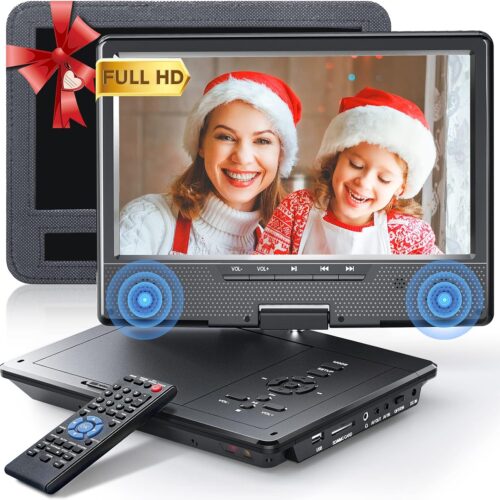 Arafuna 12.5 Portable Dvd Player For Car, 10.5 Hd Swivel Screen With Car Headrest Holder, 5Hour Rechargeable Battery, Support Usb
