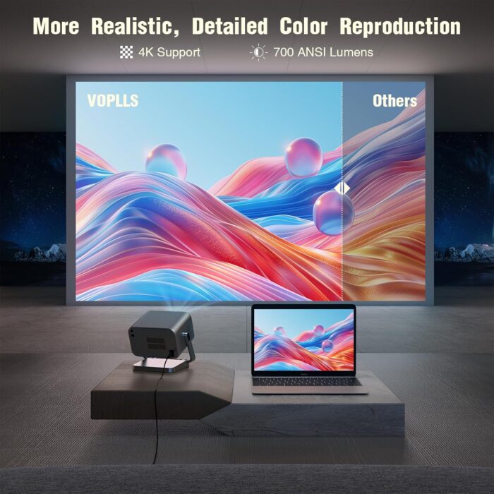Ai Auto Focus Keystone] Voplls 4K Projector With Wifi And Bluetooth, Netflix Official Smart Video Projector, 600 Ansi Outdoor - Image 5