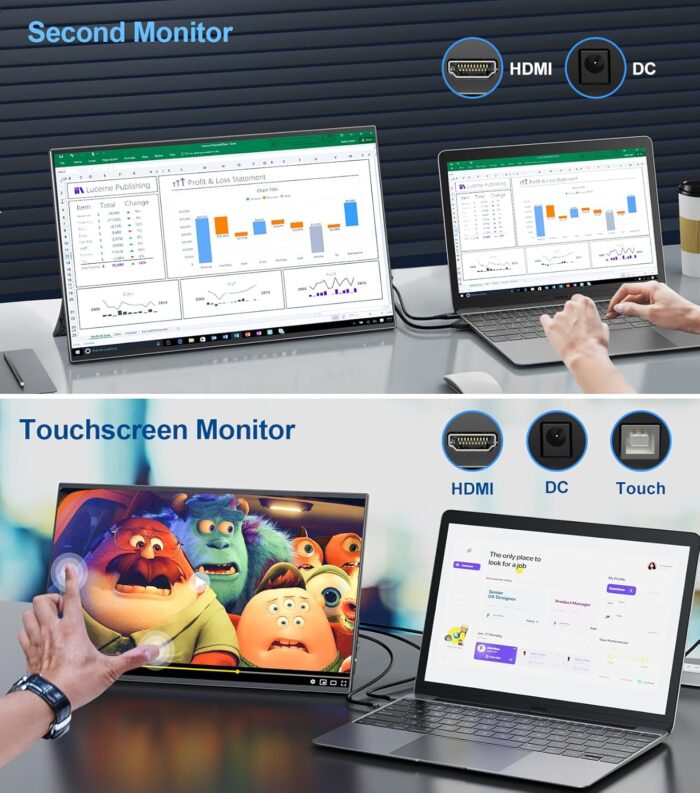 14 Touchscreen Monitor, UsbC+Hdmi+Vga Fhd 1920X1080 Ips Hdr 100 Srgb 60Hz 10Point Touch Display With Speakers And Vesa For Laptop - Image 3