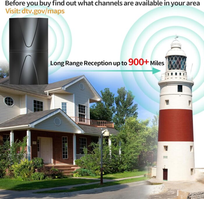 Updated Amplified Tv Antenna,900 Miles Range Indoor/Outdoor Antenna For Smart Tv And All Older Tv'S,Digital Tv Antenna - Image 3