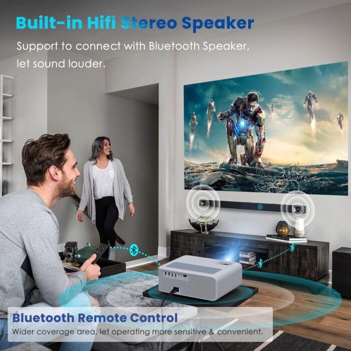 5G Wifi 1080P Projector 4K Supported Osq 800 Ansi Hd Outdoor Movie With Bluetooth, 4P ±50° Keystone, Zoom 50, 300'' Home Cinema - Image 4