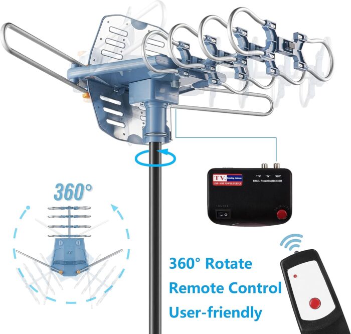 150 Miles Range Amplified Digital Outdoor Tv Antenna With Mount Pole 4K/1080P High Reception/ 60Feet Rg6 Coaxial Cable/Support - Image 6