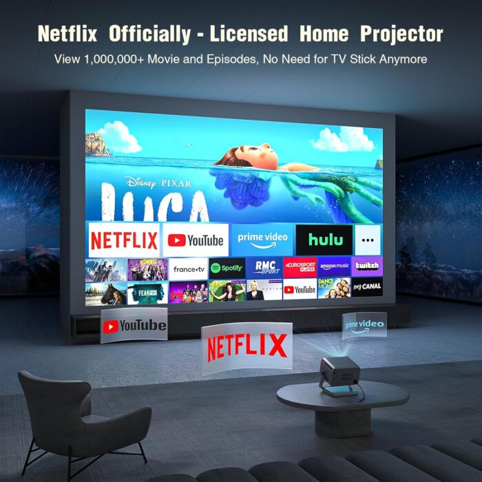 Ai Auto Focus Keystone] Voplls 4K Projector With Wifi And Bluetooth, Netflix Official Smart Video Projector, 600 Ansi Outdoor - Image 3