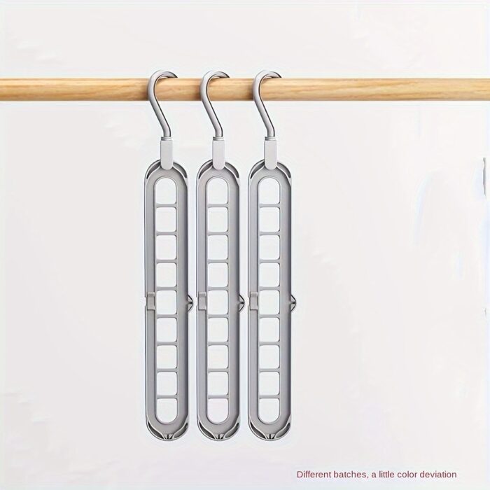 3pcs Space Saving Hangers, 9-Hole Plastic Foldable Design, Heavy-Duty Cascading Closet Organizer for Home, Dorm, Retail Display - Polished Finish, Closet Organizers And Storage - Image 6
