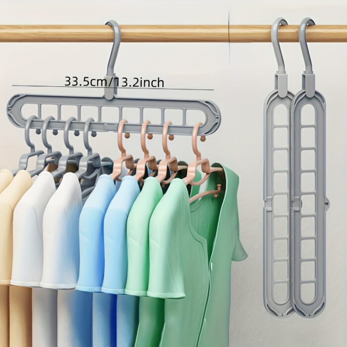 3pcs Space Saving Hangers, 9-Hole Plastic Foldable Design, Heavy-Duty Cascading Closet Organizer for Home, Dorm, Retail Display - Polished Finish, Closet Organizers And Storage - Image 4