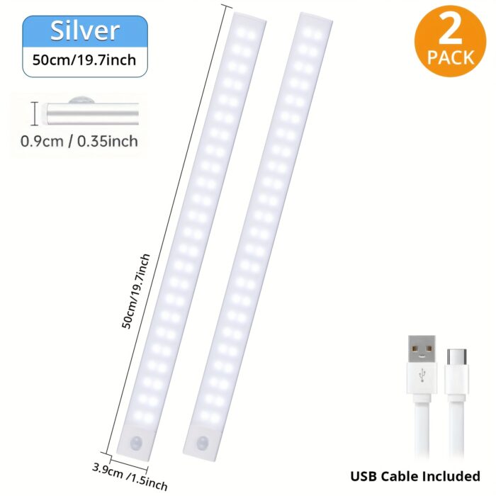 [Motion Sensor Lights] 4/2pcs Motion Sensor Under Cabinet Lights | Wireless USB Rechargeable, 3 Color Temperatures, Indoor Closet Lights, Stick-On Magnetic Under-Counter Light Fixtures | For Kitchen Cabinet Wardrobe Cupboard Stairs, Available In 2pcs - Image 16