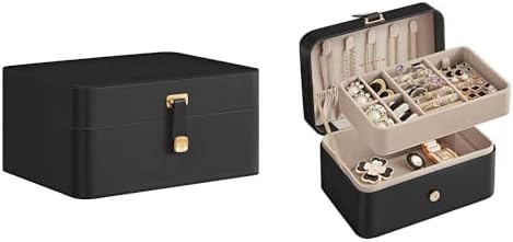SONGMICS Jewelry Box with Mirror, Jewelry Box, Travel Jewelry Case, UJBC200B01 and UJBC166B01