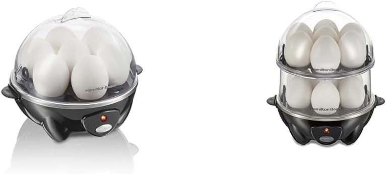 Hamilton Beach Electric Egg Cookers for Hard Boiled Eggs, Poacher, Omelet Maker & Vegetable Steamer, Holds 7 (25507) & Holds 14 (25508)