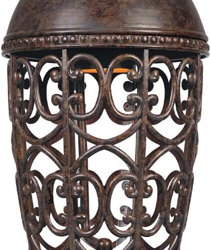 Designers Fountain Amherst Outdoor Post Light 20.25 Inch Lantern Lamp Lighting Fixture, Metal Cage Shade, Burnt Umber, 97596-BU