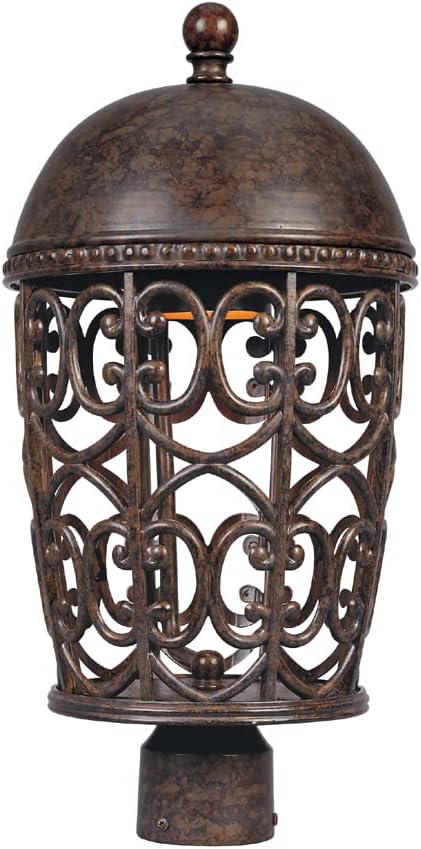 Designers Fountain Amherst Outdoor Post Light 20.25 Inch Lantern Lamp Lighting Fixture, Metal Cage Shade, Burnt Umber, 97596-BU