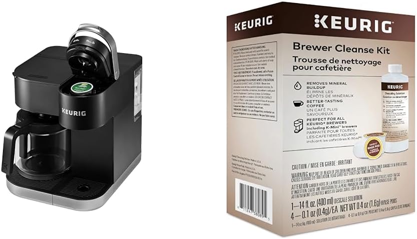 Keurig K-Duo Single Serve K-Cup Pod & Carafe Coffee Maker, Black & Brewer Cleanse Kit For Maintenance Includes Descaling Solution & Rinse Pods