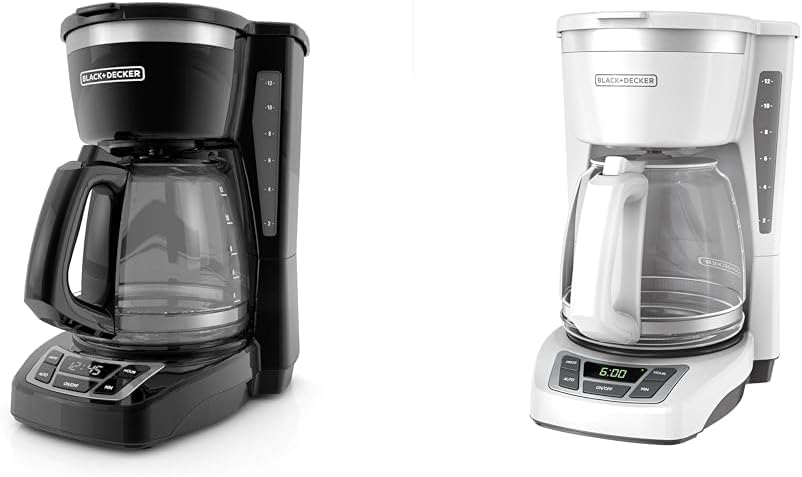 BLACK+DECKER 12-Cup Digital Coffee Maker, CM1160B, Programmable, Washable Basket & 12-Cup Digital Coffee Maker, CM1160W, Programmable, Washable Basket Filter