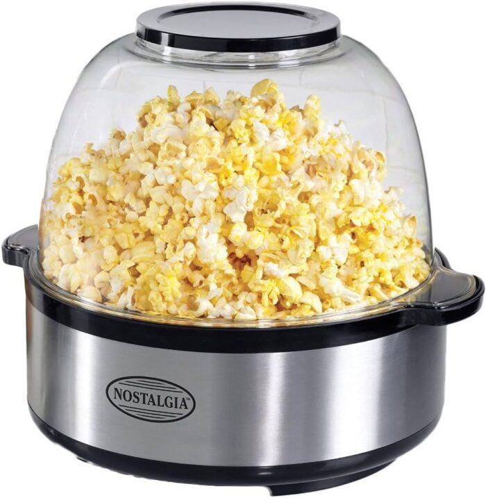 Nostalgia Electric Non Stick Stirring Popcorn Maker for 8 Cups of Theater Style Popcorn with Hot Oil - Dual-Use Lid & Serving Bowl Cool Touch Handles - Easy to Store - Red - Image 47