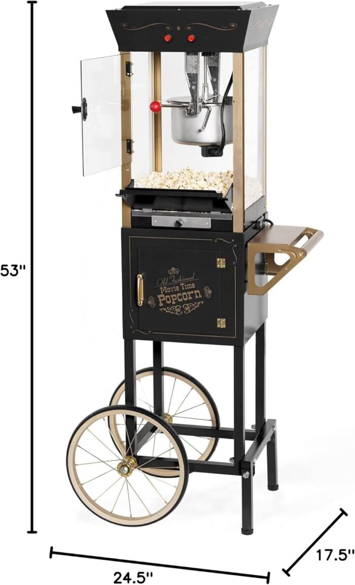 Nostalgia Popcorn Maker Machine - Professional Cart With 8 Oz Kettle Makes Up to 32 Cups - Vintage Popcorn Machine Movie Theater Style - Red - Image 14