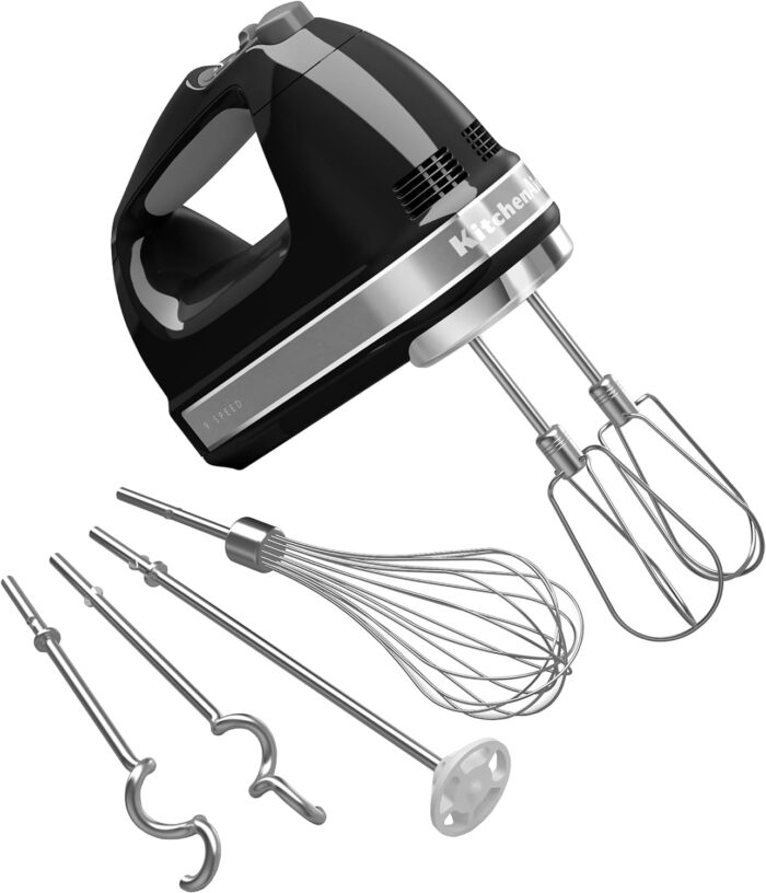 KitchenAid 9-Speed Digital Hand Mixer with Turbo Beater II Accessories and Pro Whisk - Onyx Black and KitchenAid Variable Speed Corded Hand Blender KHBV53, Matte Black - Image 2