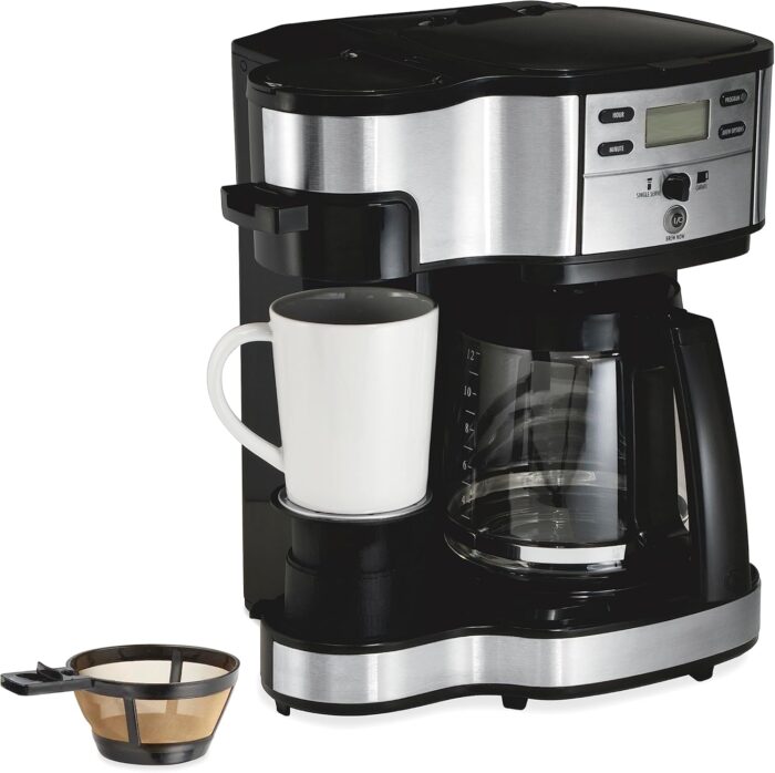 Hamilton Beach 2-Way 12 Cup Programmable Drip Coffee Maker & Single Serve Machine, Glass Carafe & Portable Blender for Shakes and Smoothies with 14 Oz BPA Free Travel Cup and Lid - Image 2