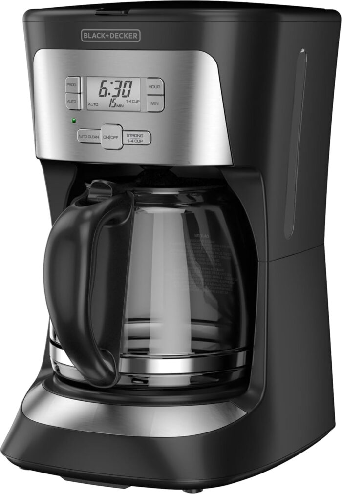 BLACK+DECKER 12-Cup Mill and Brew Coffee Maker, Automatic Grind and Brew Drip Coffee Machine, Programmable, Sneak-A-Cup, Reusable Filter.
