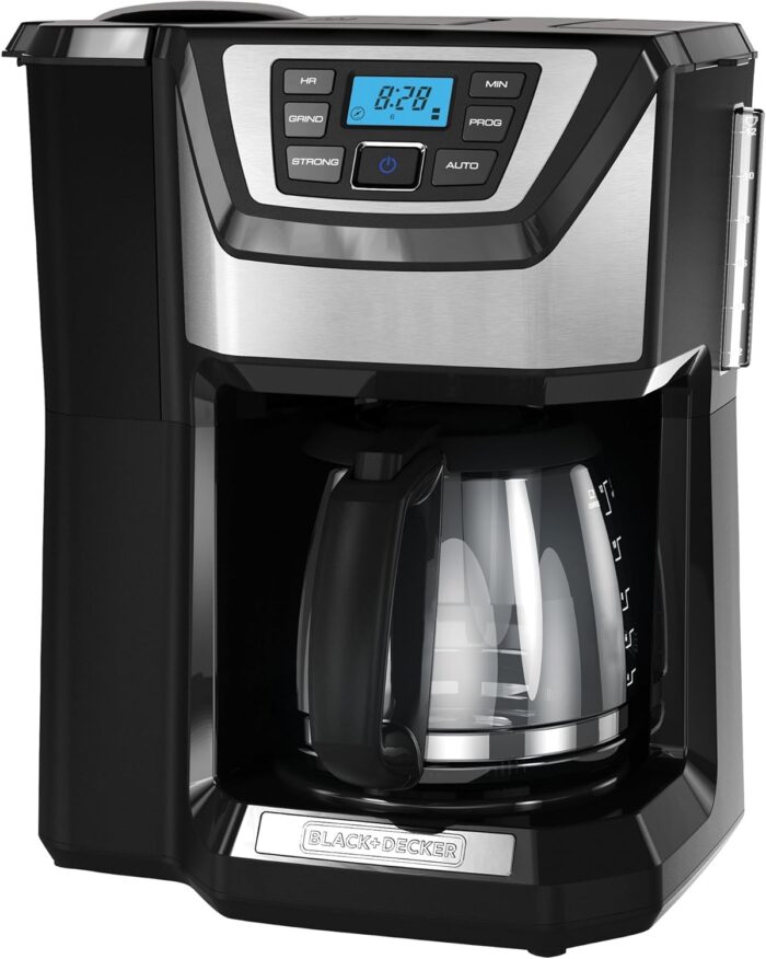 BLACK+DECKER 12-Cup Mill and Brew Coffee Maker, Automatic Grind and Brew Drip Coffee Machine, Programmable, Sneak-A-Cup, Reusable Filter. - Image 4
