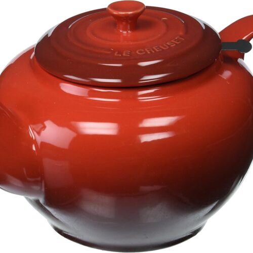 Le Creuset Stoneware Large Teapot with Stainless Steel Infuser, Cerise (Cherry Red)
