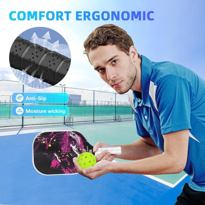 Pickleball Paddles Set of 2/4, USAPA Approved 99.99% Carbon Fiber Surface Pickleball Sets PP Honeycomb Core Pickleball Rackets, Lightweight Paddles with 4/6 Balls 1 Bag and Tapes for Beginners Medium - Image 37
