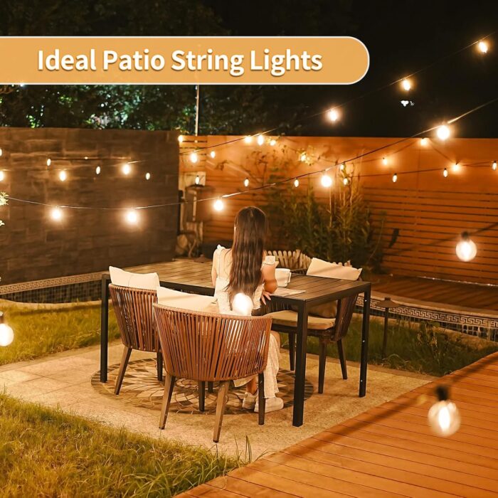 50ft LED String Lights with Remote, 25+1 Bulbs Dimmable String Lights for Outside, ST38 Patio Lights Outdoor Waterproof, Decorative Hanging Lights for Deck, Garden, Backyard - Image 2