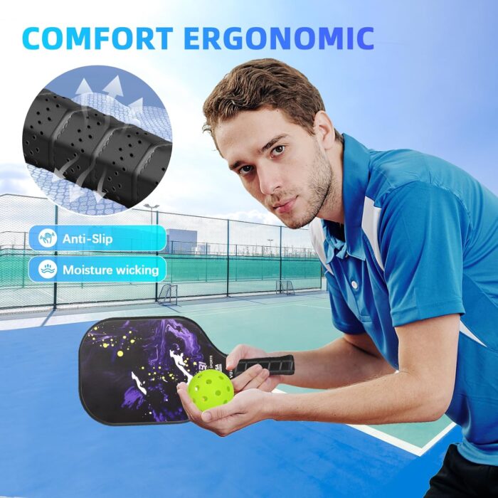 Pickleball Paddles Set of 2/4, USAPA Approved 99.99% Carbon Fiber Surface Pickleball Sets PP Honeycomb Core Pickleball Rackets, Lightweight Paddles with 4/6 Balls 1 Bag and Tapes for Beginners Medium - Image 41