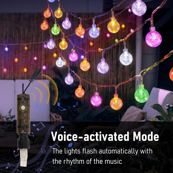 66FT Outdoor String Lights, 100 LED Patio Lights with Remote Control, Voice-Activated & Music Sync Mode, 16 Color-Changing Modes, Waterproof for Patio Garden Party Decor - Image 5