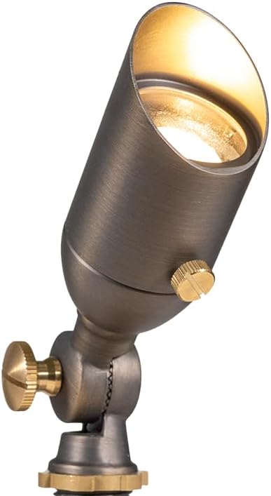VOLT 12V Brass Mini Outdoor Spotlight (Bronze) for Low Voltage Landscape Lighting of Yard, Lawn, Garden, Patio, Trees & House