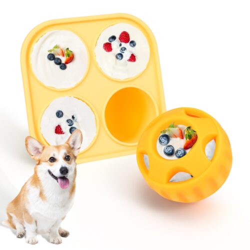 Dog Chew Toys For Pupsicle And Treat Tray - Long-Lasting Fillable Treat Toy And Silicone Molds For Dog Treats - Reusable, Dishwasher Safe - For Small Medium Dogs 10-25 Lbs, Orange