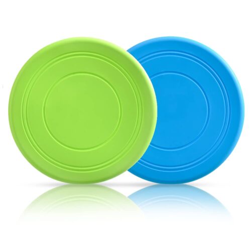 7 Inch Dog Flying Disc, Puppy Flyer Toy React Faster Training Interactive Toys For Small Medium Dog, Lightweight Durable And Water Resistant Floating Saucer (Blue&Green)