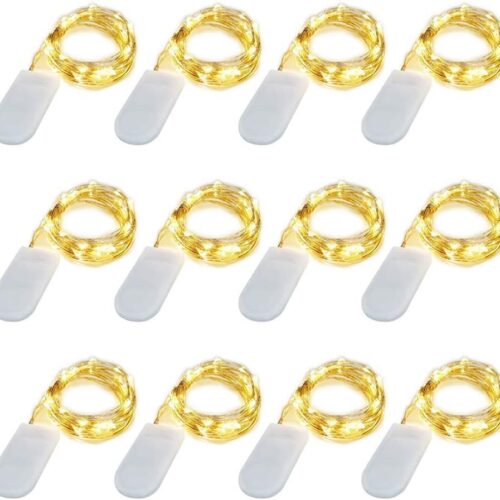 12-Pack Led Fairy String Lights Battery Starry String Lights 20 Tiny Lights On 3.5Ft Silver Wire for DIY Wedding Centerpiece, Mason Jar Craft, Christmas Tree, Garlands, Party Decoration (Warm White)
